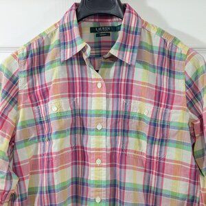 Lauren Ralph Lauren Women's Lightweight Plaid Button-Up Shirt